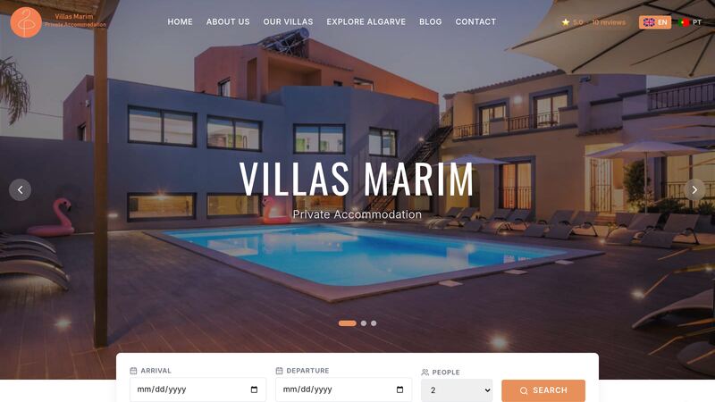 Villas Marim — site de hosting local no Algarve